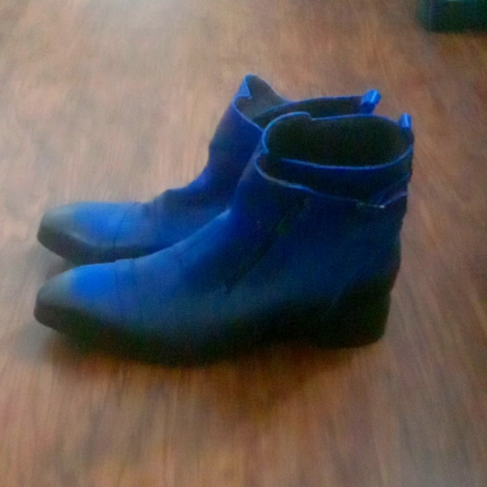 Mens Blue button/zip boots